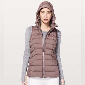LULULEMON Sz 2 Mauve Stone Pack It Down Hooded Goose Down Packable  Puffer Vest